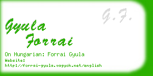 gyula forrai business card